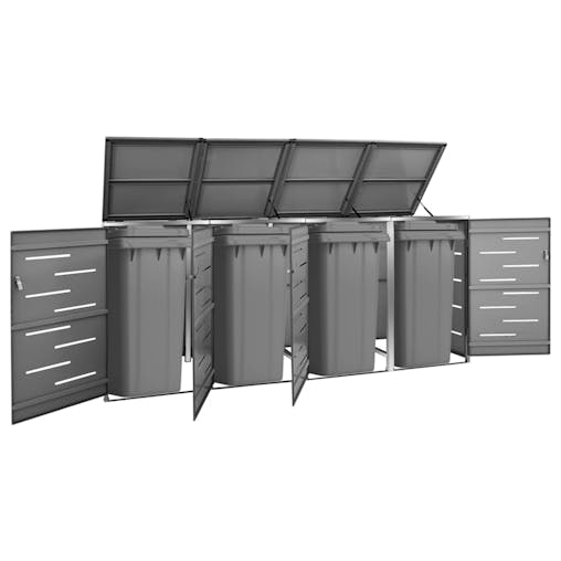 NNEVL Quadruple Wheelie Bin Shed 276.5x77.5x115.5 cm Stainless Steel