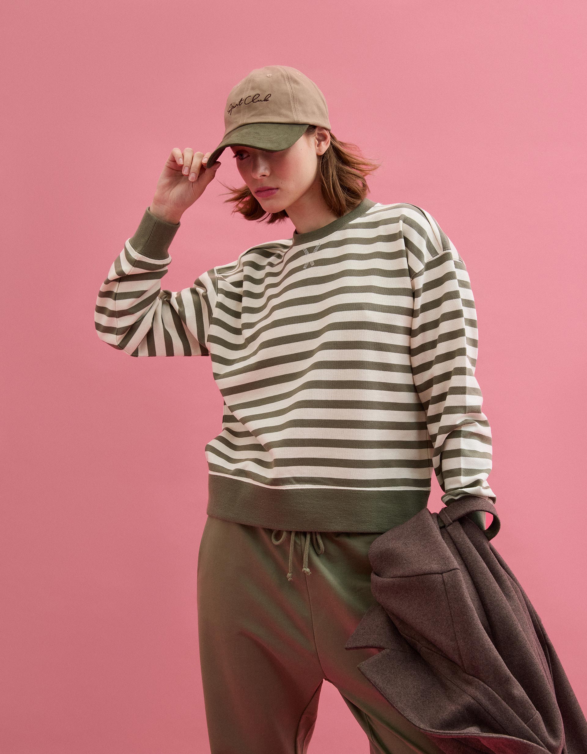 Sweatshirt Riscas, Mulher, Caqui