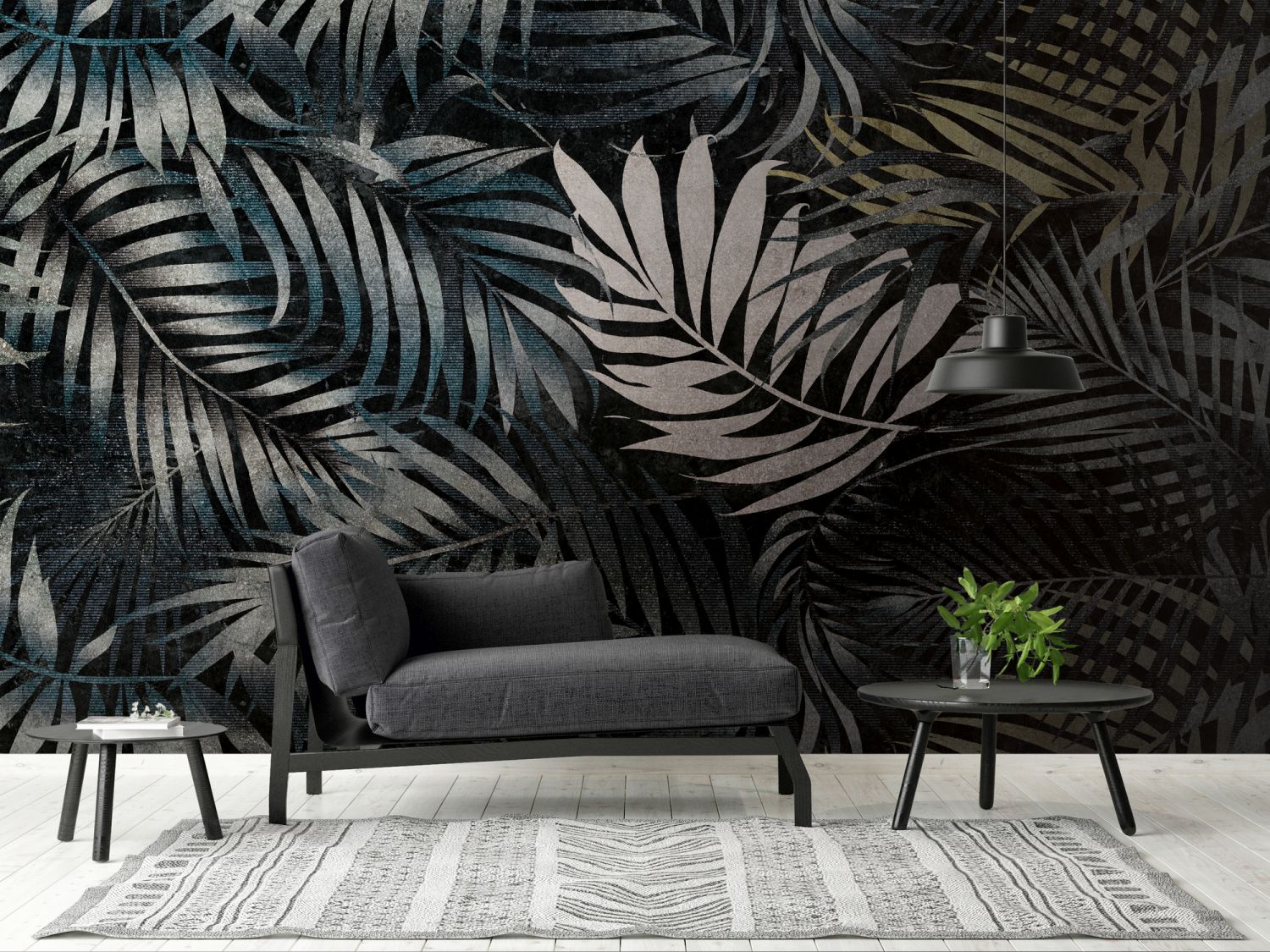 One Wall one Role fotobehang jungle-motief zwart, grijs, groen en geel - 371 x 280 cm - AS-382381