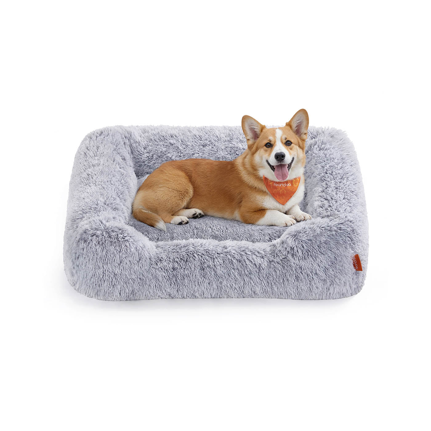 Panier pour chien avec bords surélevés et housse lavable en gris