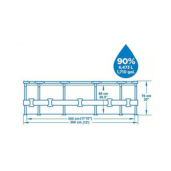 BESTWAY Piscine hors sol Steel Pro MaxTM - Ronde - Diametre 366 x 76 cm, filtre a cartouche