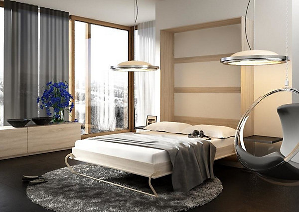 Lit escamotable DENEB vertical 120x200 cm en trois coloris - Couleur: Blanc mat