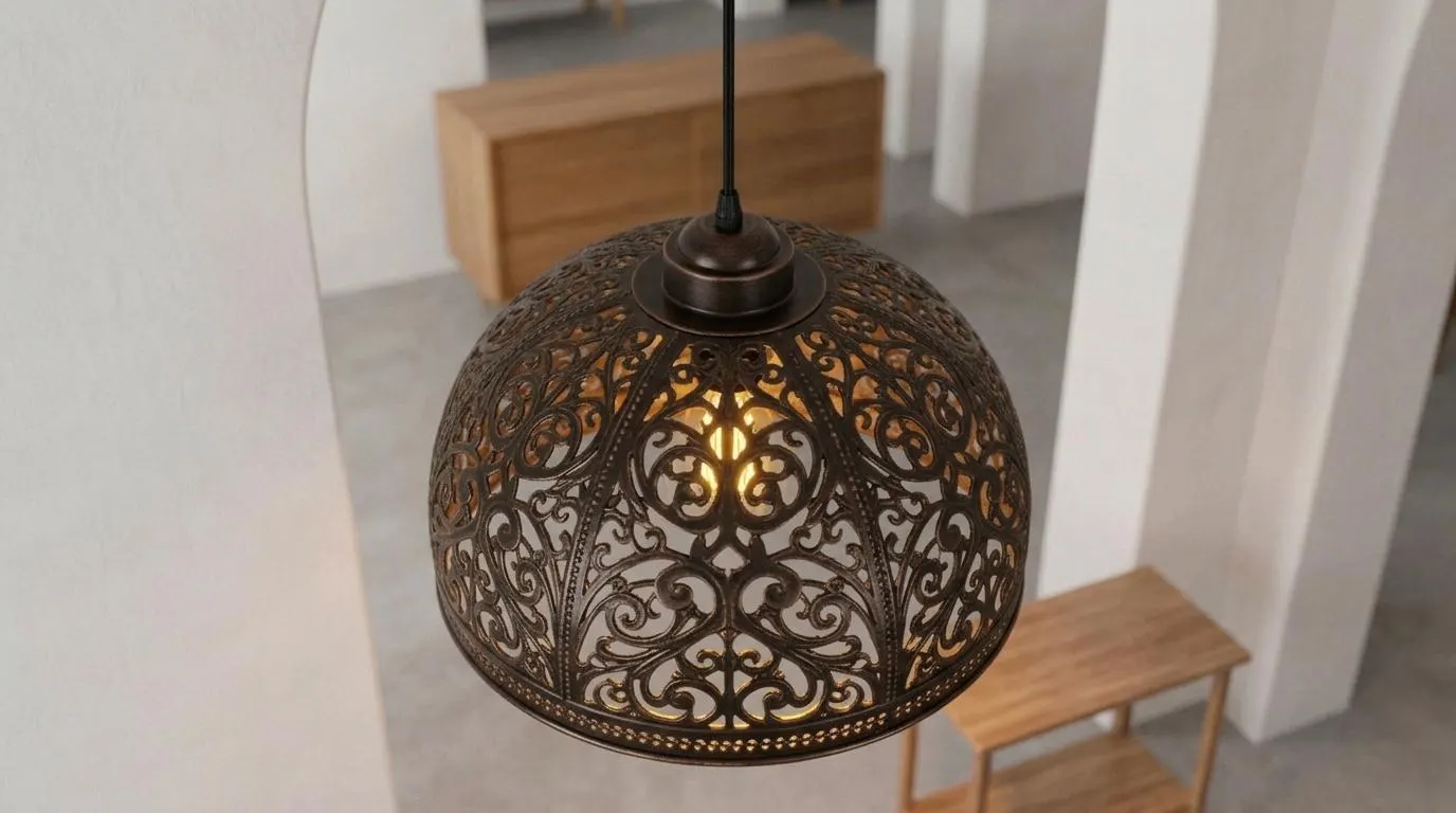 Handmade Copper Pendant Light - Moroccan Dome Lamp - Hanging Lamp - Kitchen island Lighting