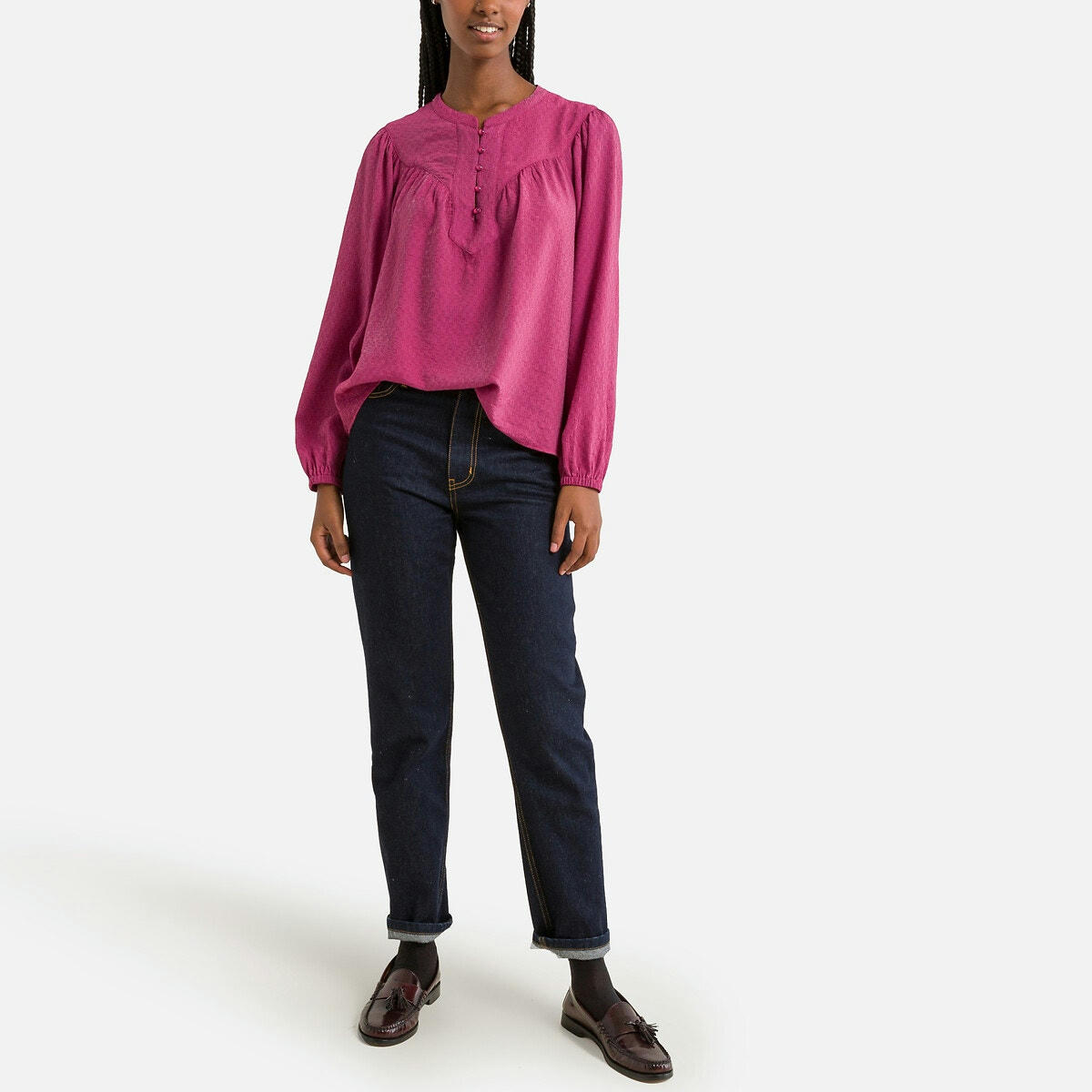 Blouse jacquard satiné