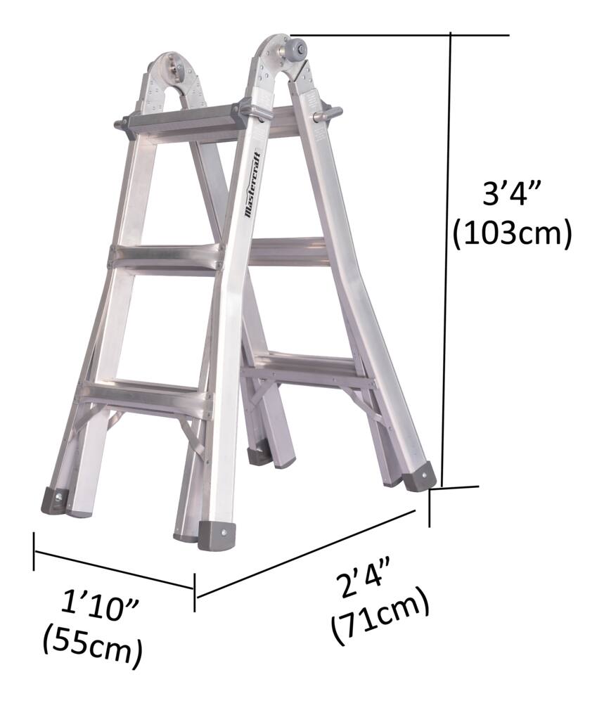 Mastercraft Grade 1A Aluminum Multi-Task Ladder, 13-ft, 300- lb