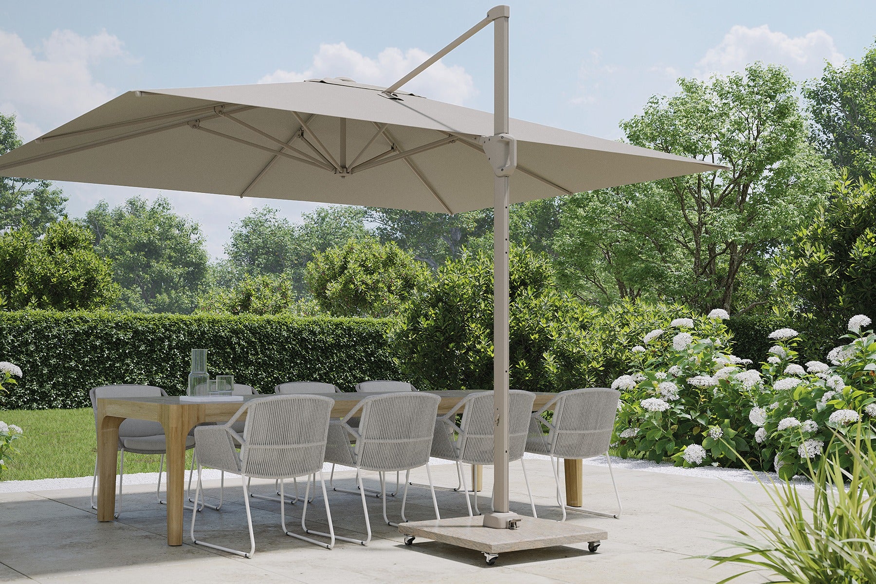 Platinum Challenger Zweefparasol T1 Premium 4x3 m. - Champagne - Sands