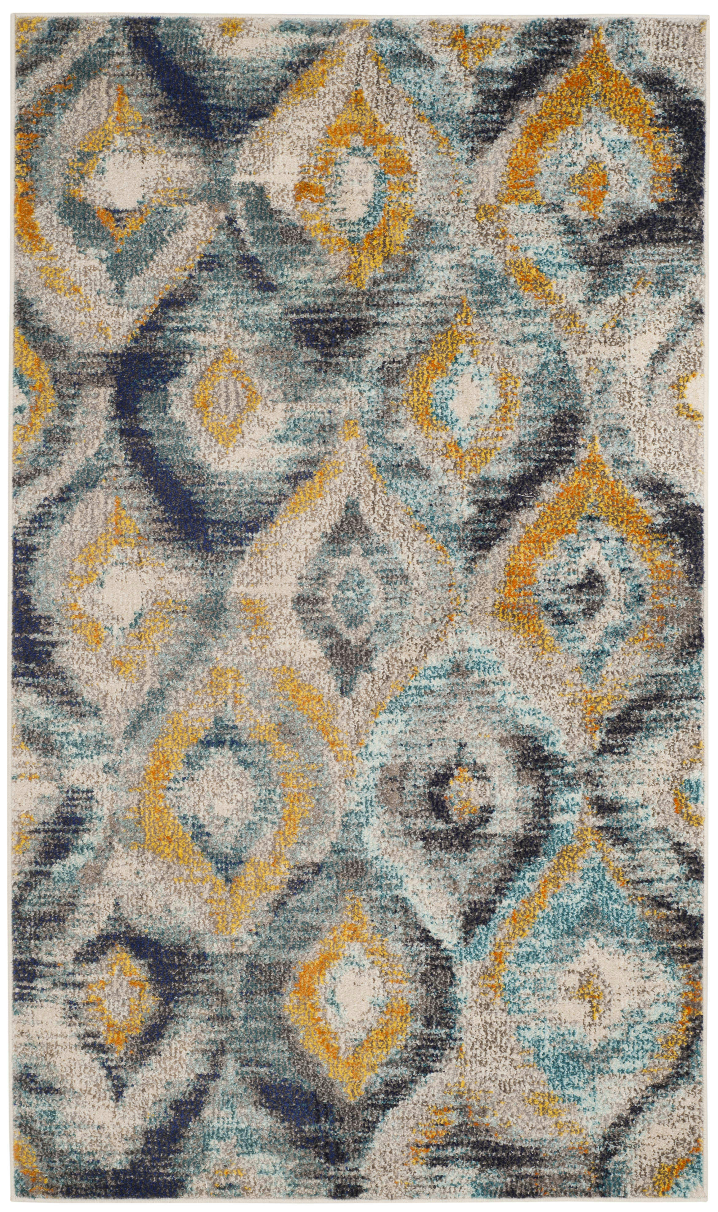 MONACO - Tapis de salon interieur en bleu & multicolore, 122 x 170 cm