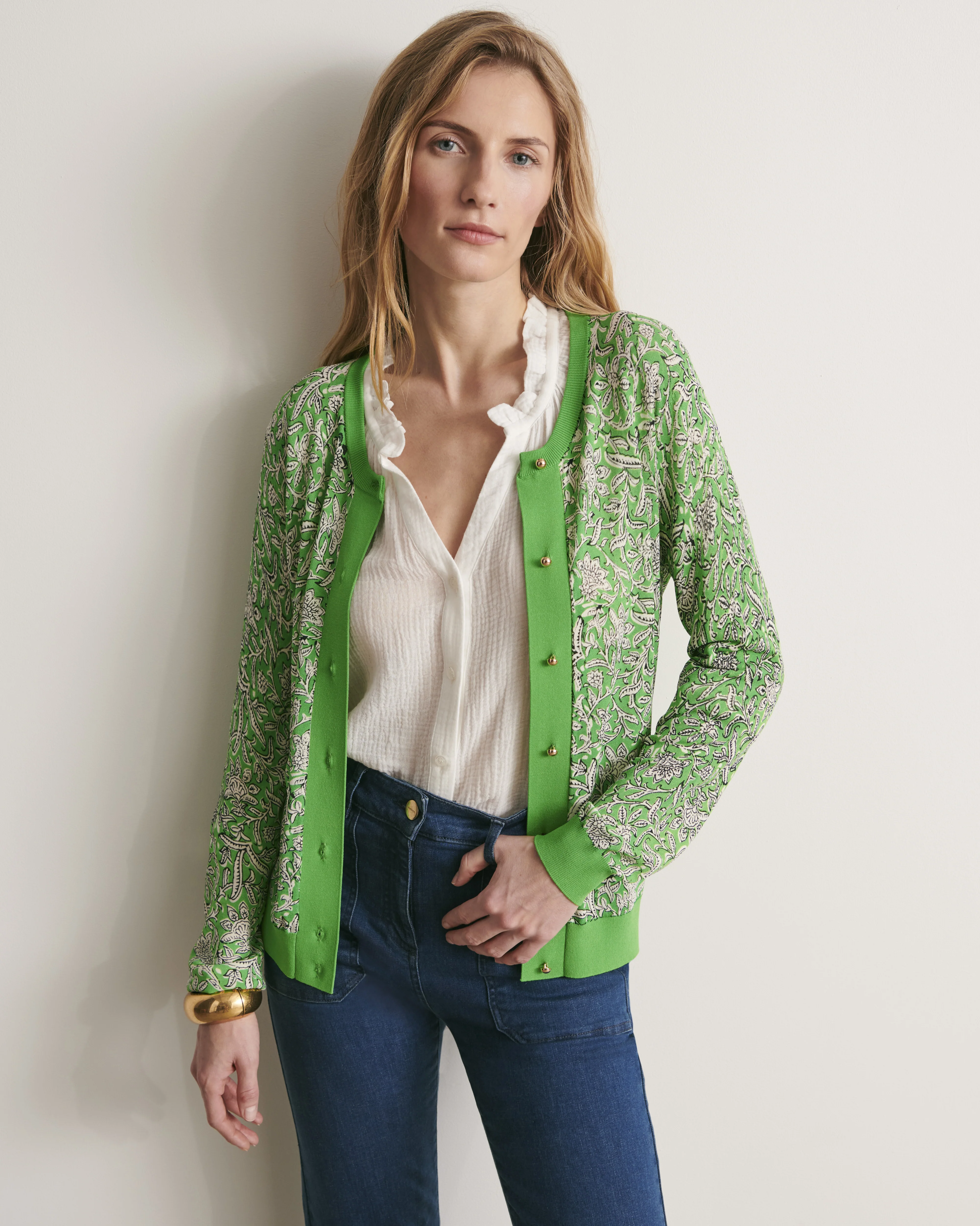 Gilet en maille imprimée GREEN/11075/851