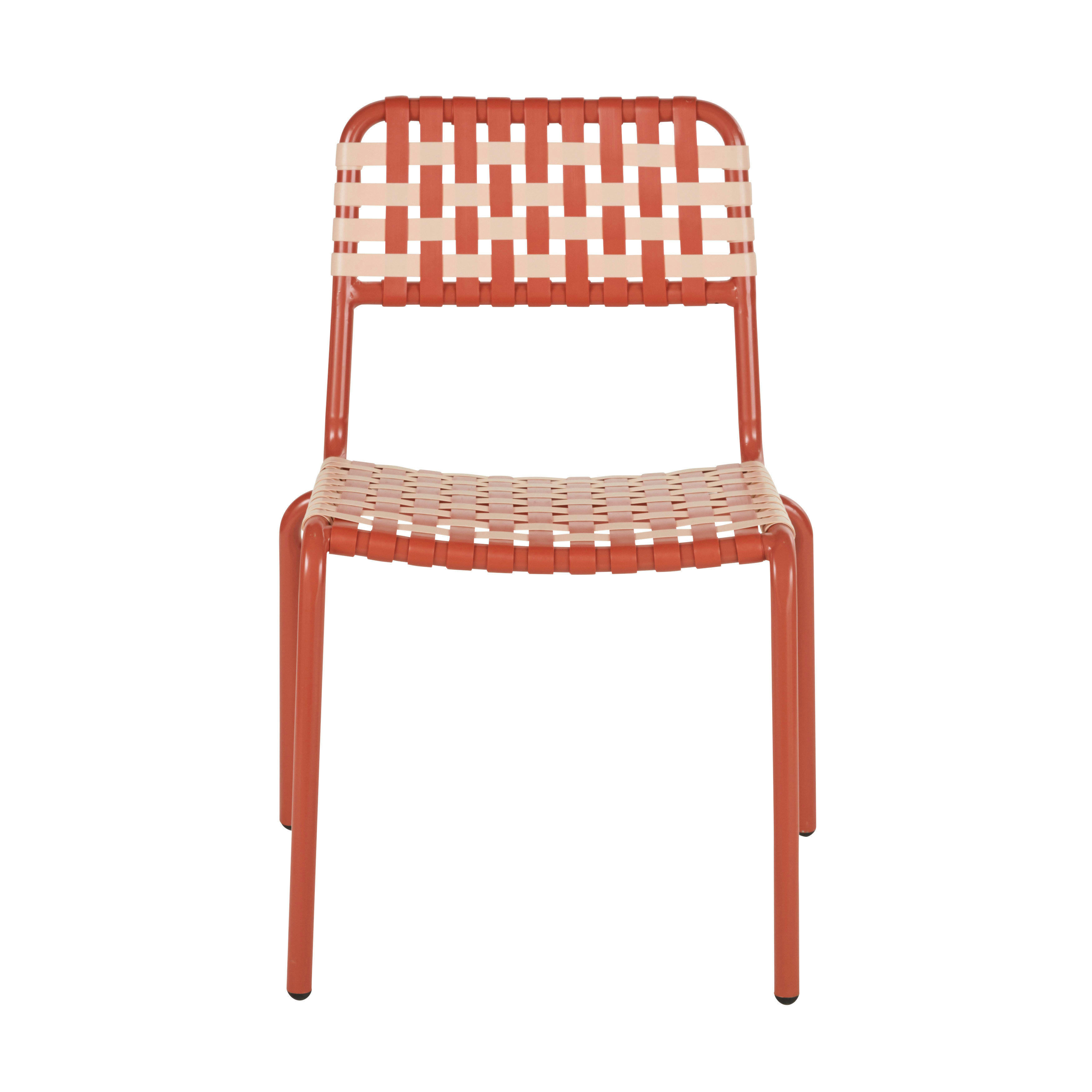 Naos Business - Chaise à dîner de jardin professionnelle en métal et résine terracotta et rose pêche