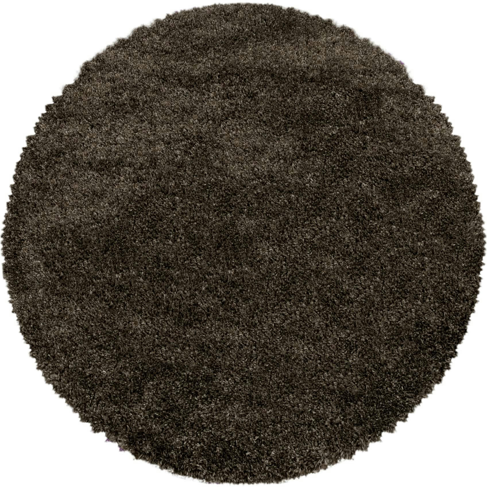 MOELLEUX - Tapis cosy rond à poils longs marron 80x80cm