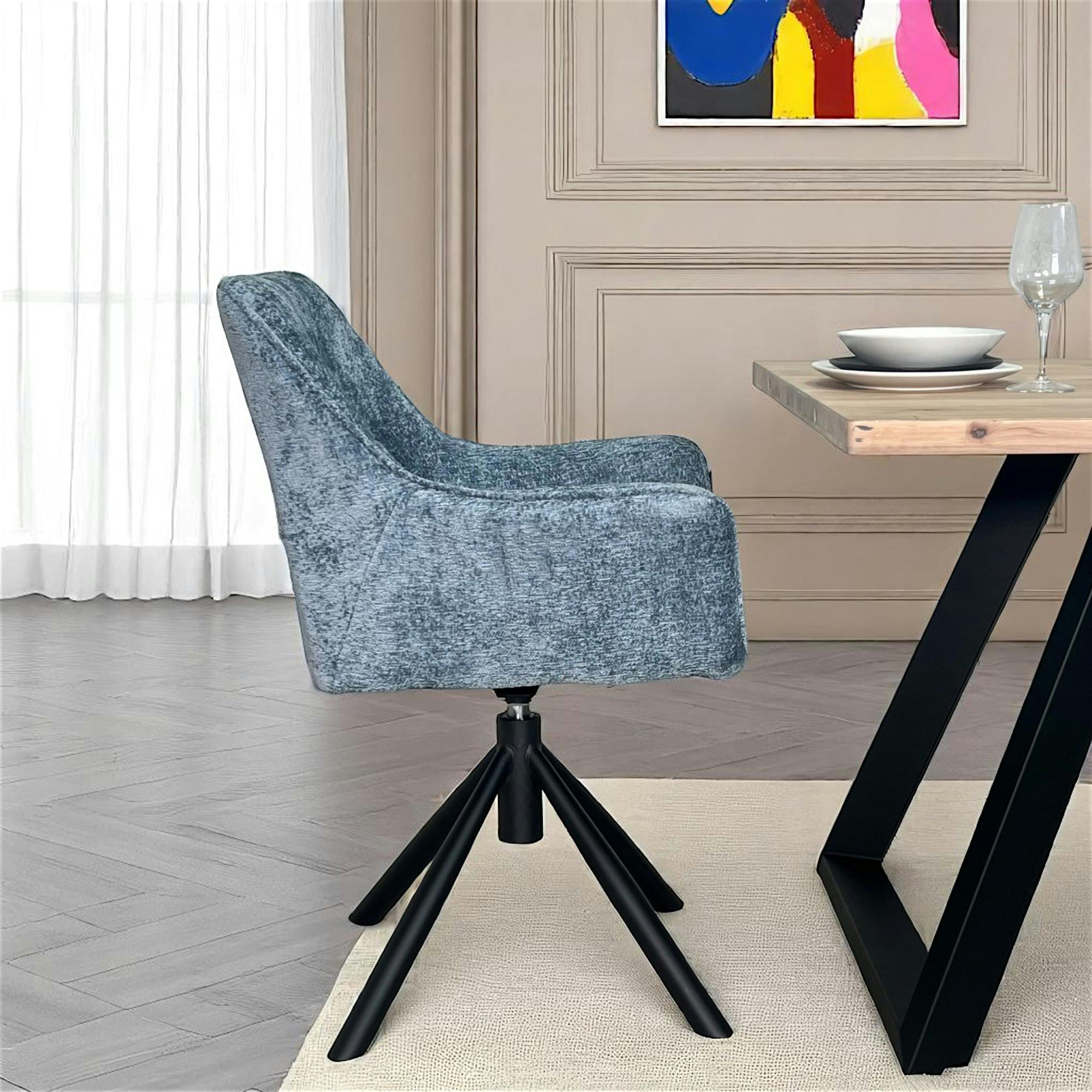 Fauteuil de table pivotant tissu bleu (lot de 2) IENA