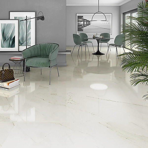 Carrelage Aspect marbre Marbella blanc nagoya 80x80 cm