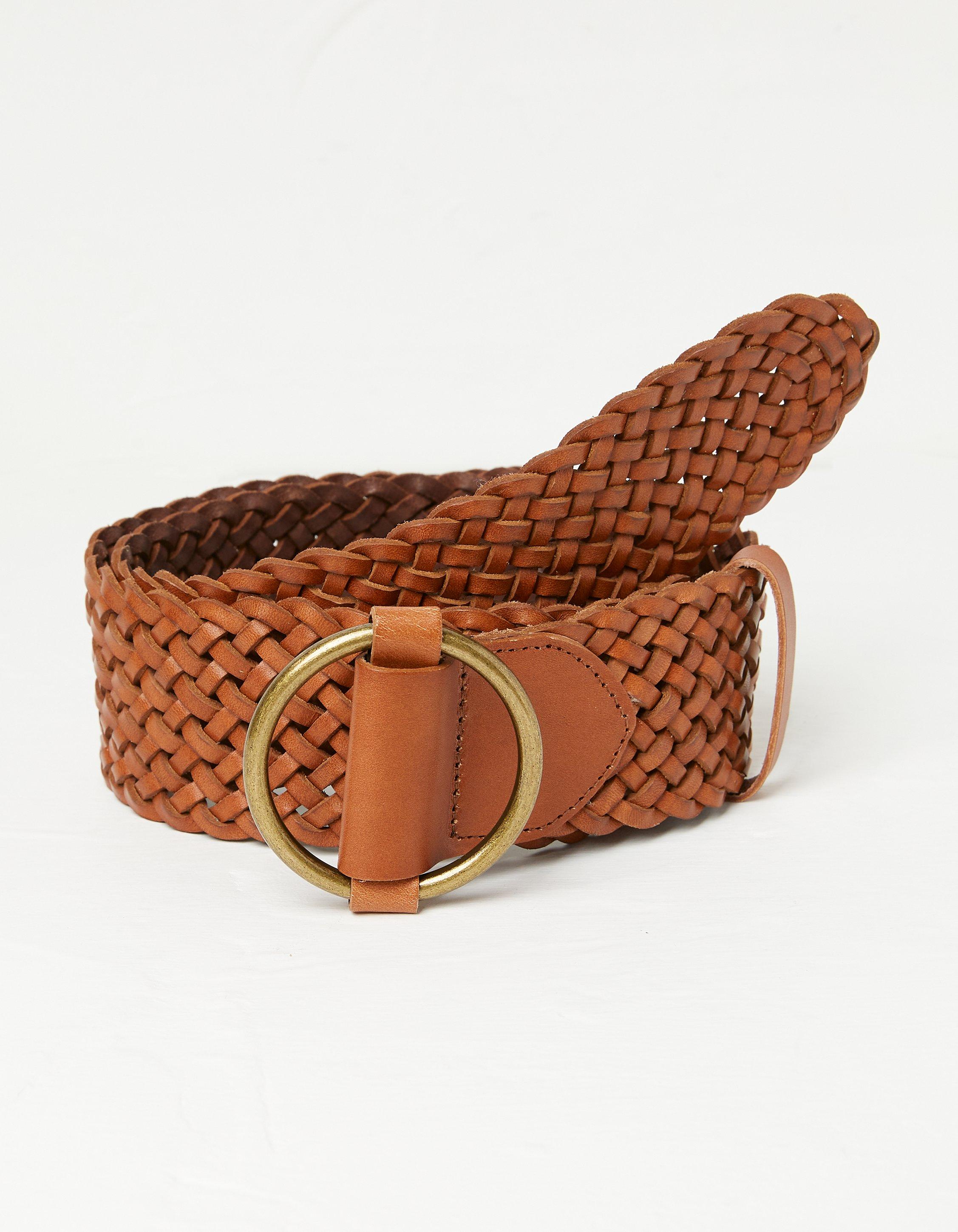 Wide Leather Weave Belt