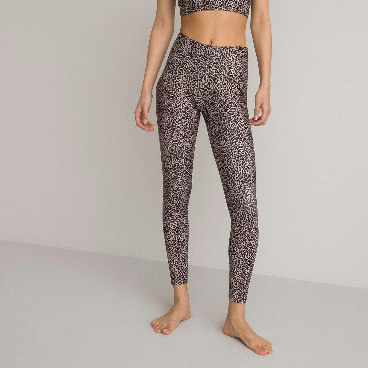 Legging long de sport, imprimé léopard