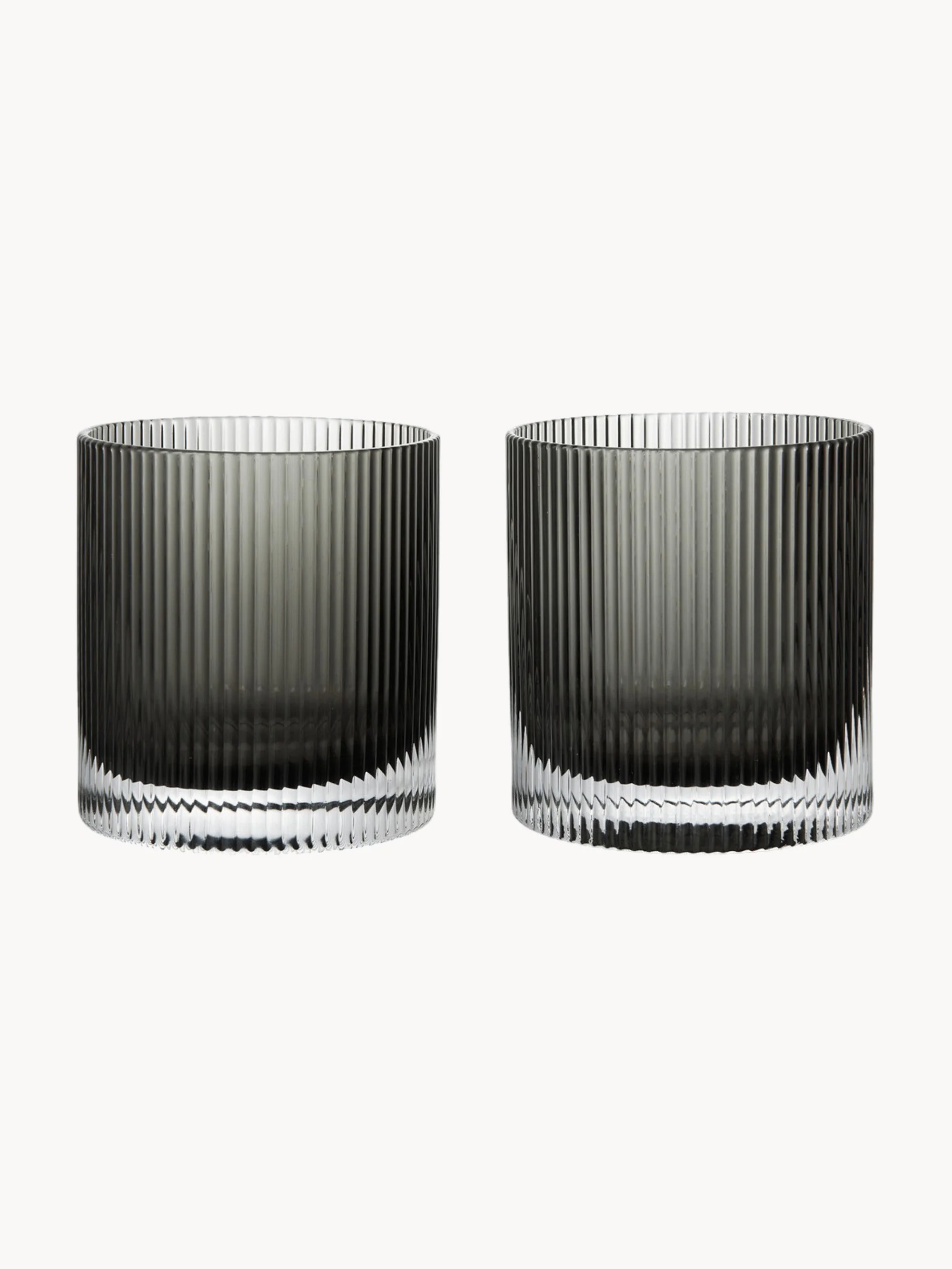 Mundgeblasene Glas-Whiskeybecher Ripple, 2er-Set