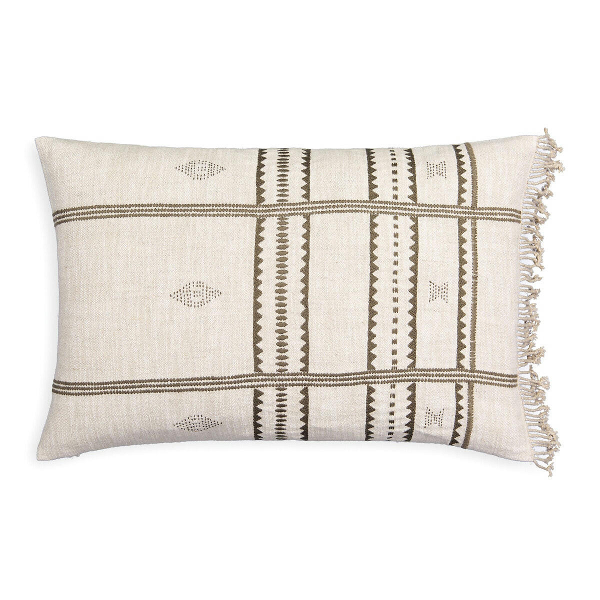 Housse de coussin brodée lin/coton, Dakara