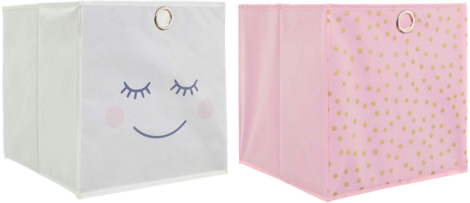 - Cubes de rangement 30x30 cm (lot de 2) girly - rose et gris