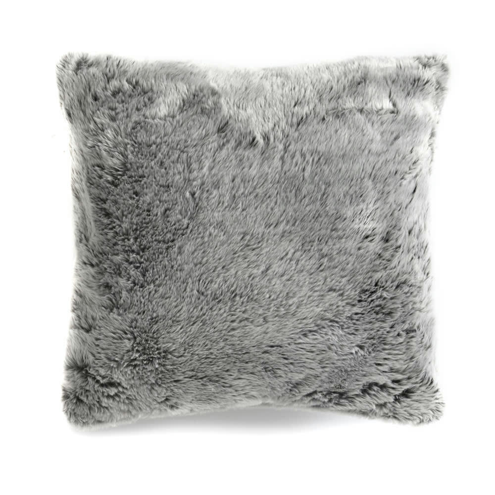 - Coussin luxueux en fausse fourrure 45cm gris loup