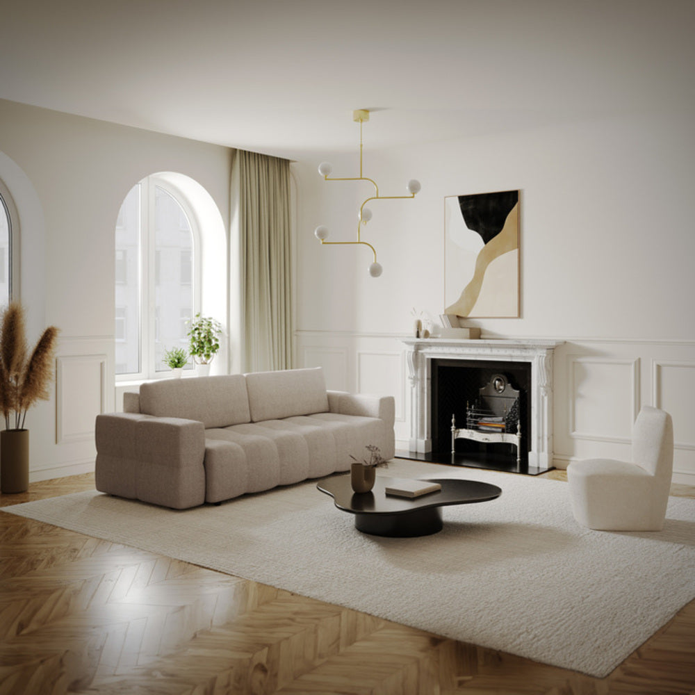 Rechte bank GABRIEL 4 personen Bouclette stof Beige