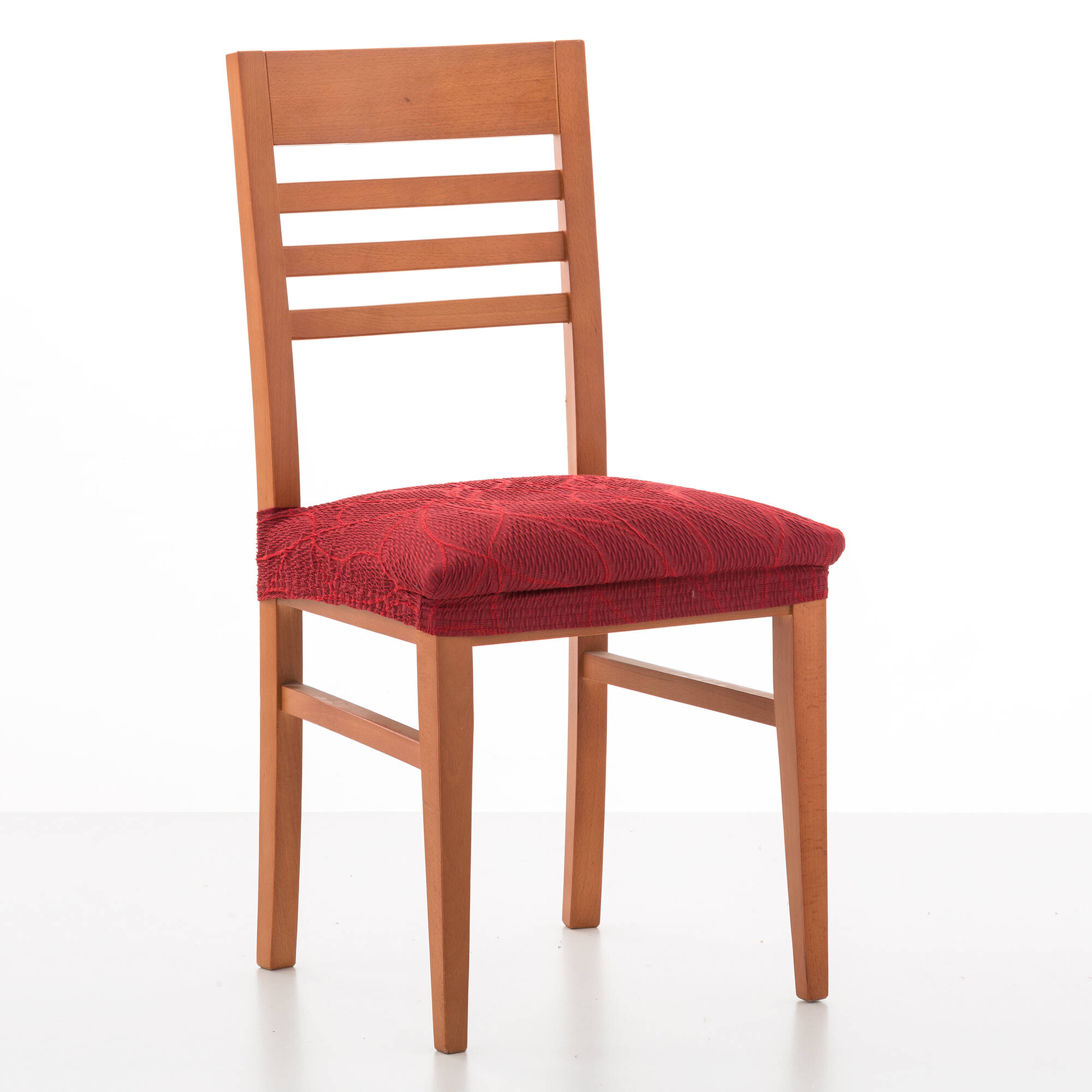 Housse extensible motif jacquard "serpentins" spéciale assise de chaise - lot de 2