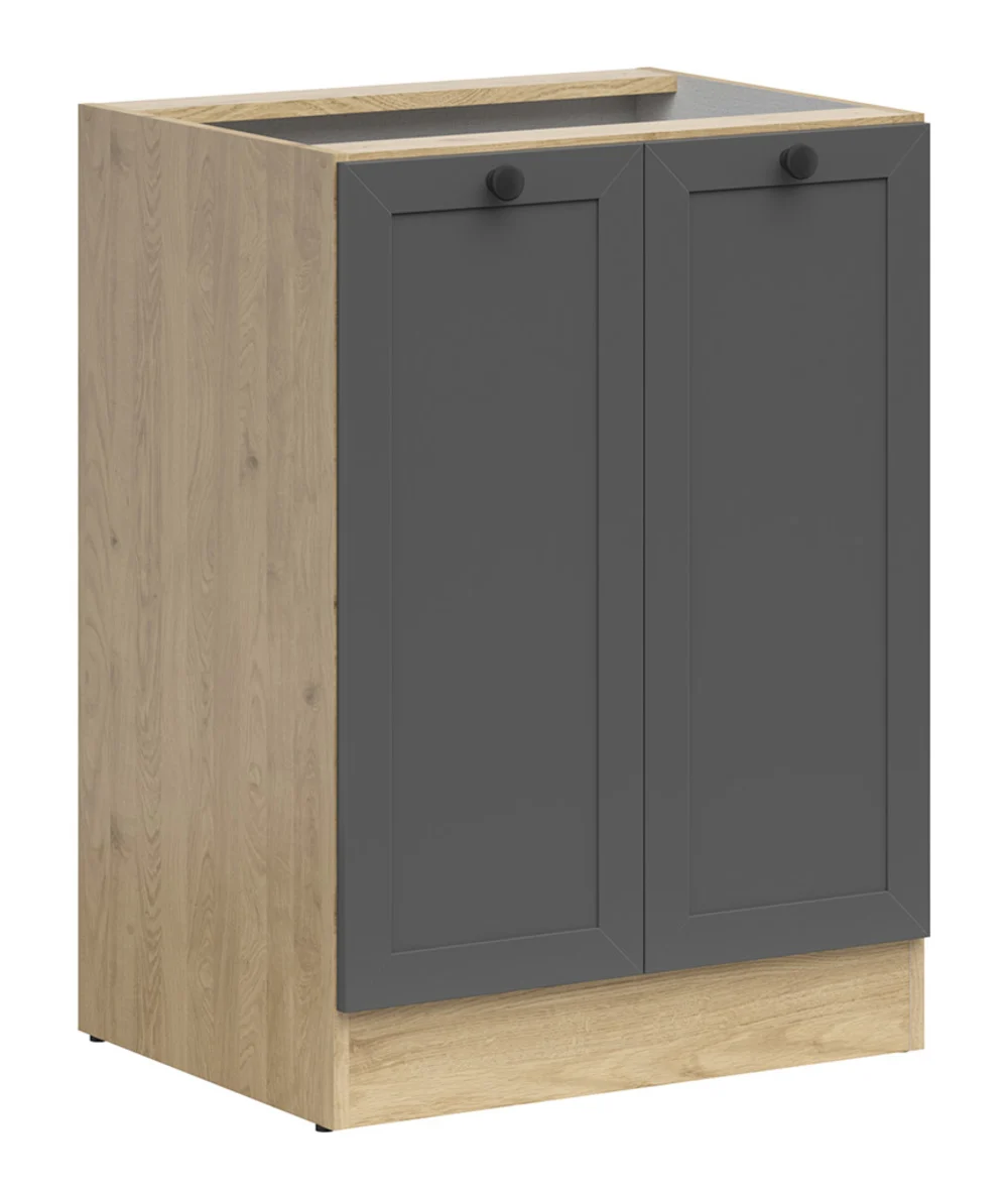 Szafka kuchenna dolna Junona Line 60 cm z 2 drzwiami dąb bernstein/grafit