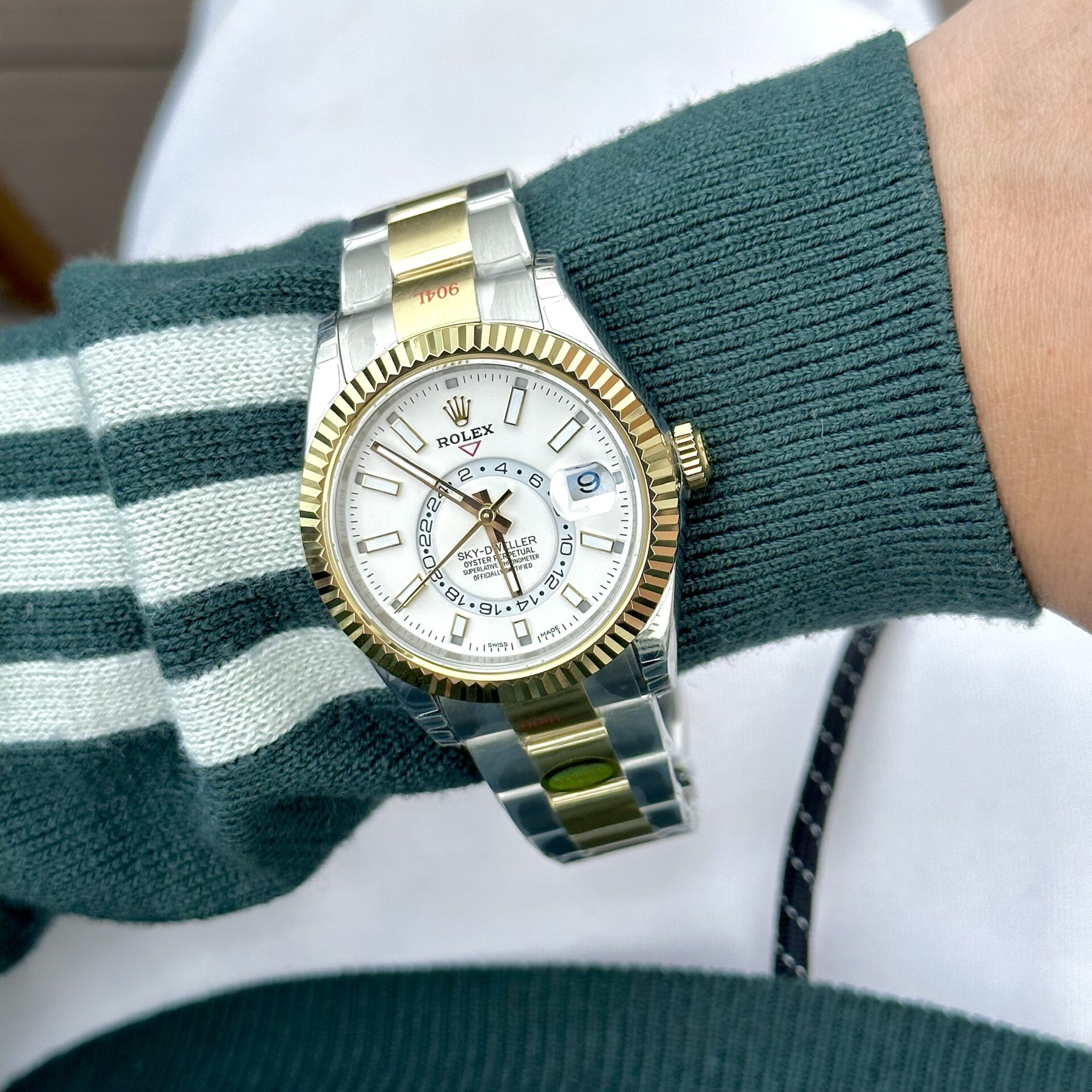 Rolex Sky-Dweller SS/YG Plated White Dial 42mm Oyster NBF Replica