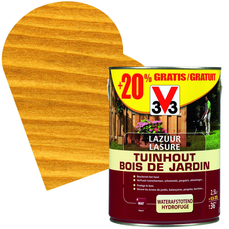 Lasure Bois de jardin brun clair 2,5   0,5 L gratuit V33