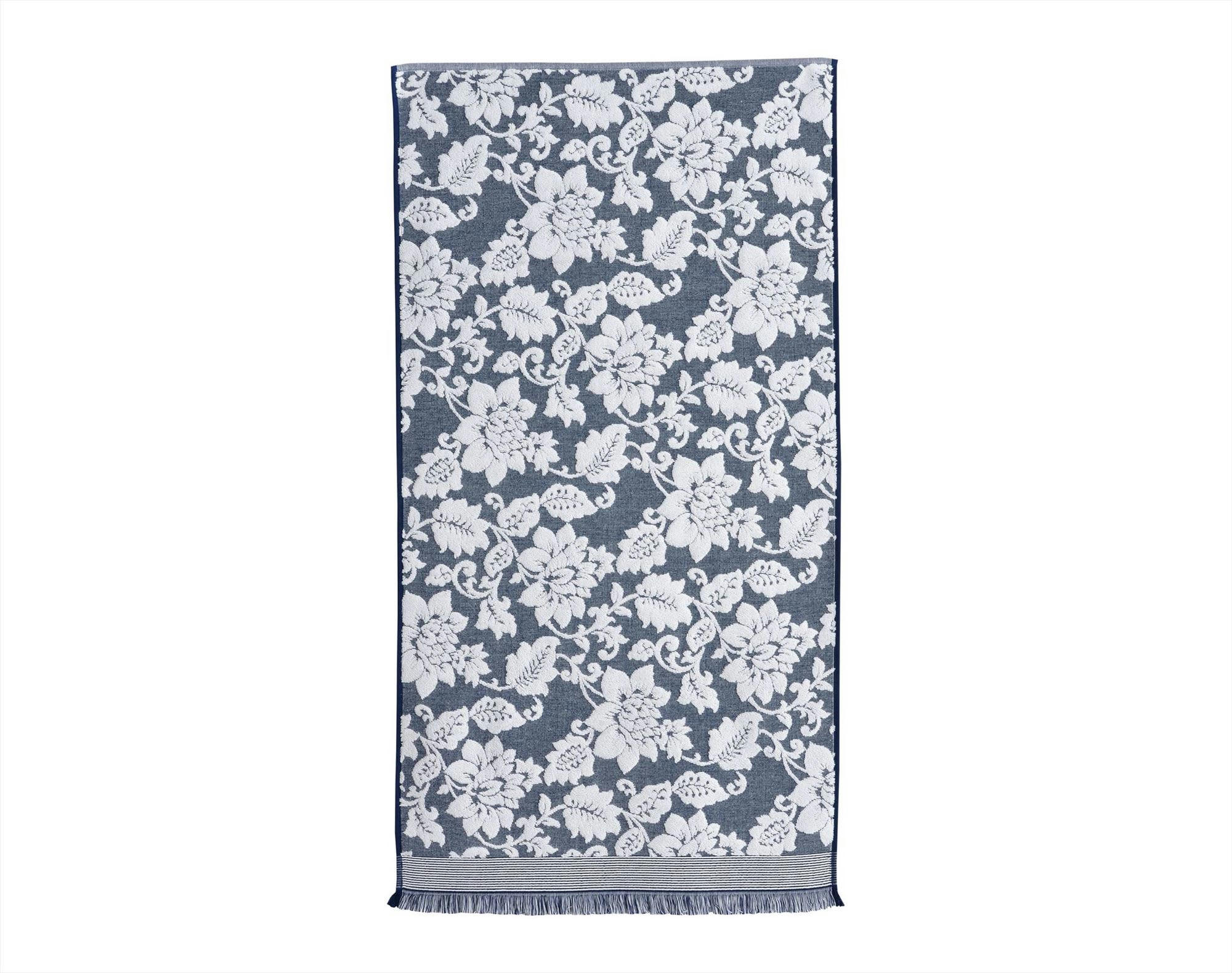 FLORAISON - Serviette de toilette 50x90 bleu marine en coton 500 g/m²