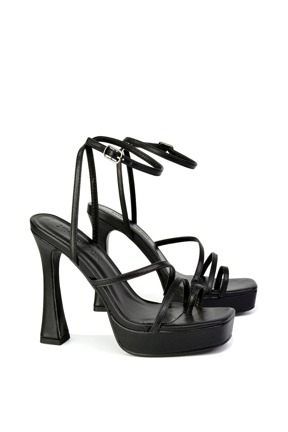 XY London Tessie' Strappy Square Toe Post Platform High Heel Sandals