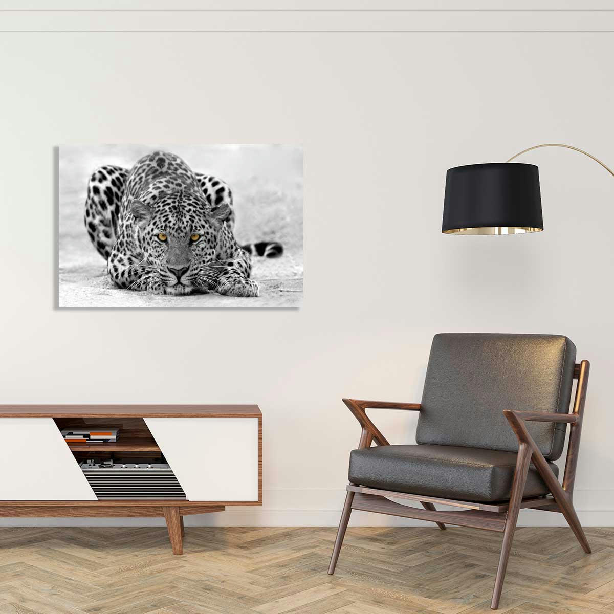 - Tableau leopard noir et blanc toile imprimée 120x80cm