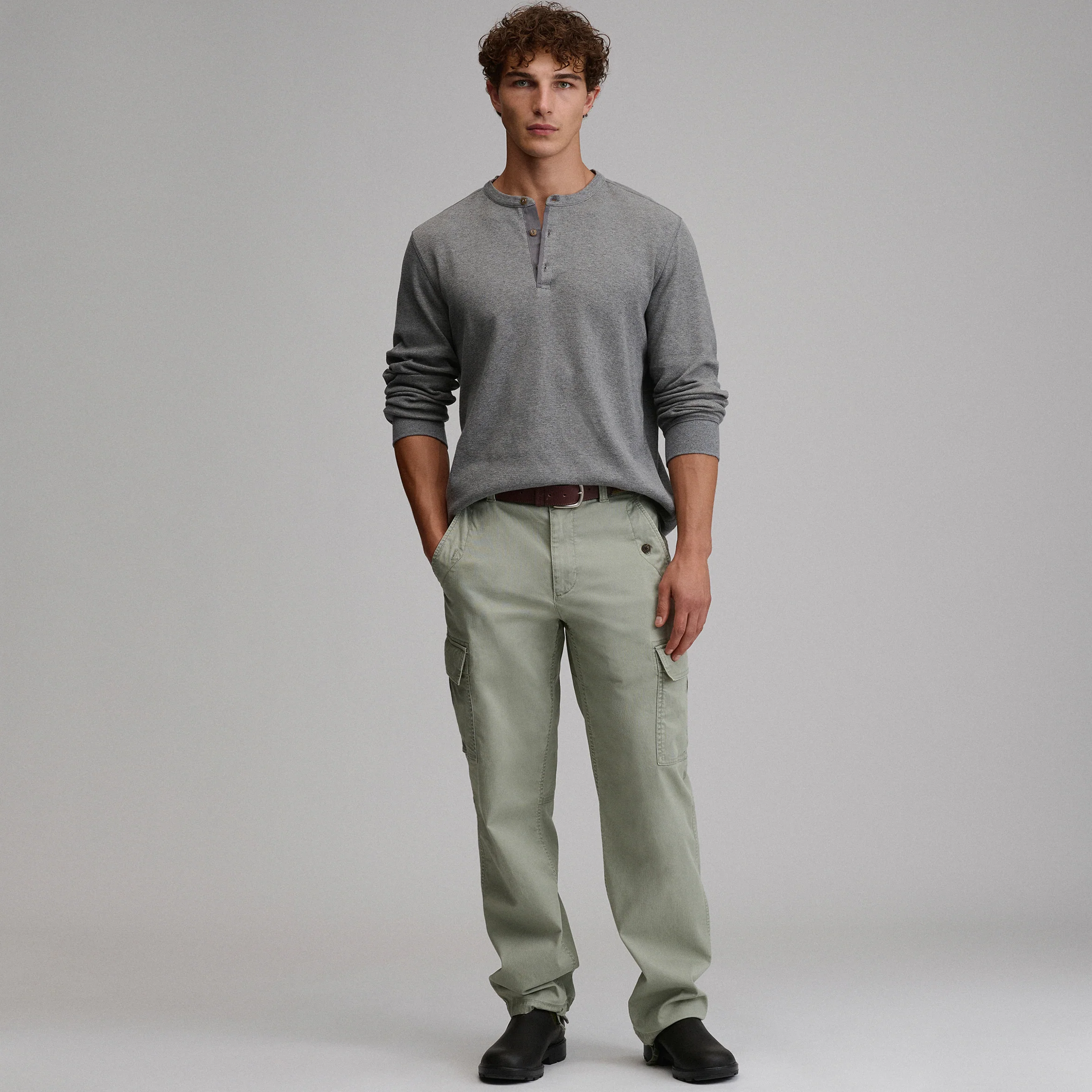 Men's Birds Eye Long-Sleeve Thermal Henley