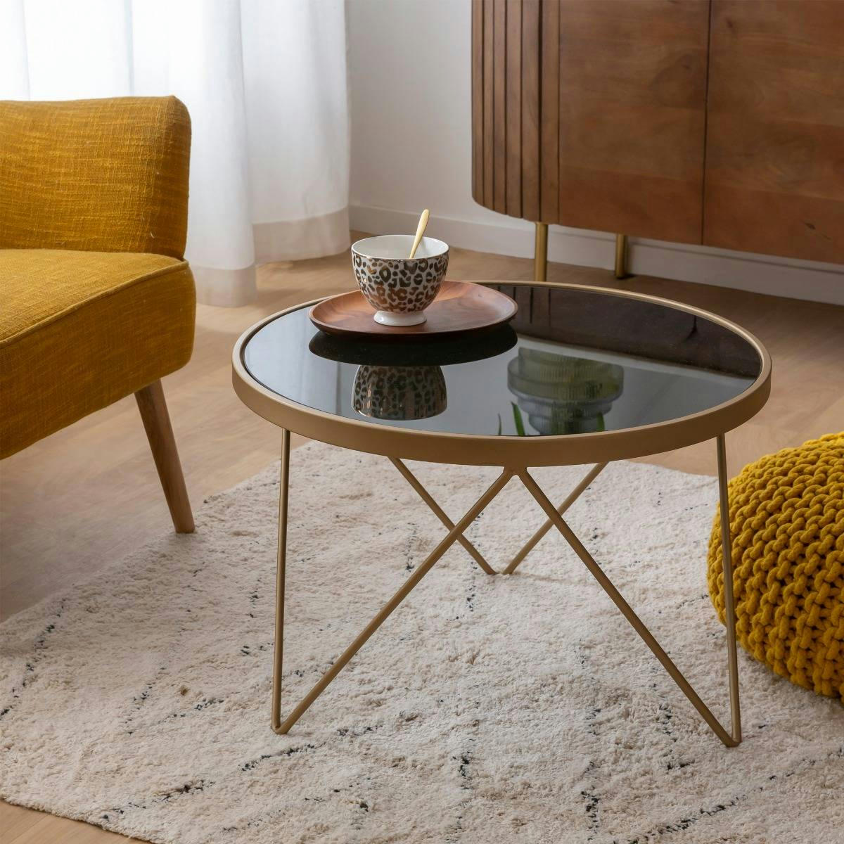 - Table basse en métal noir 61 cm