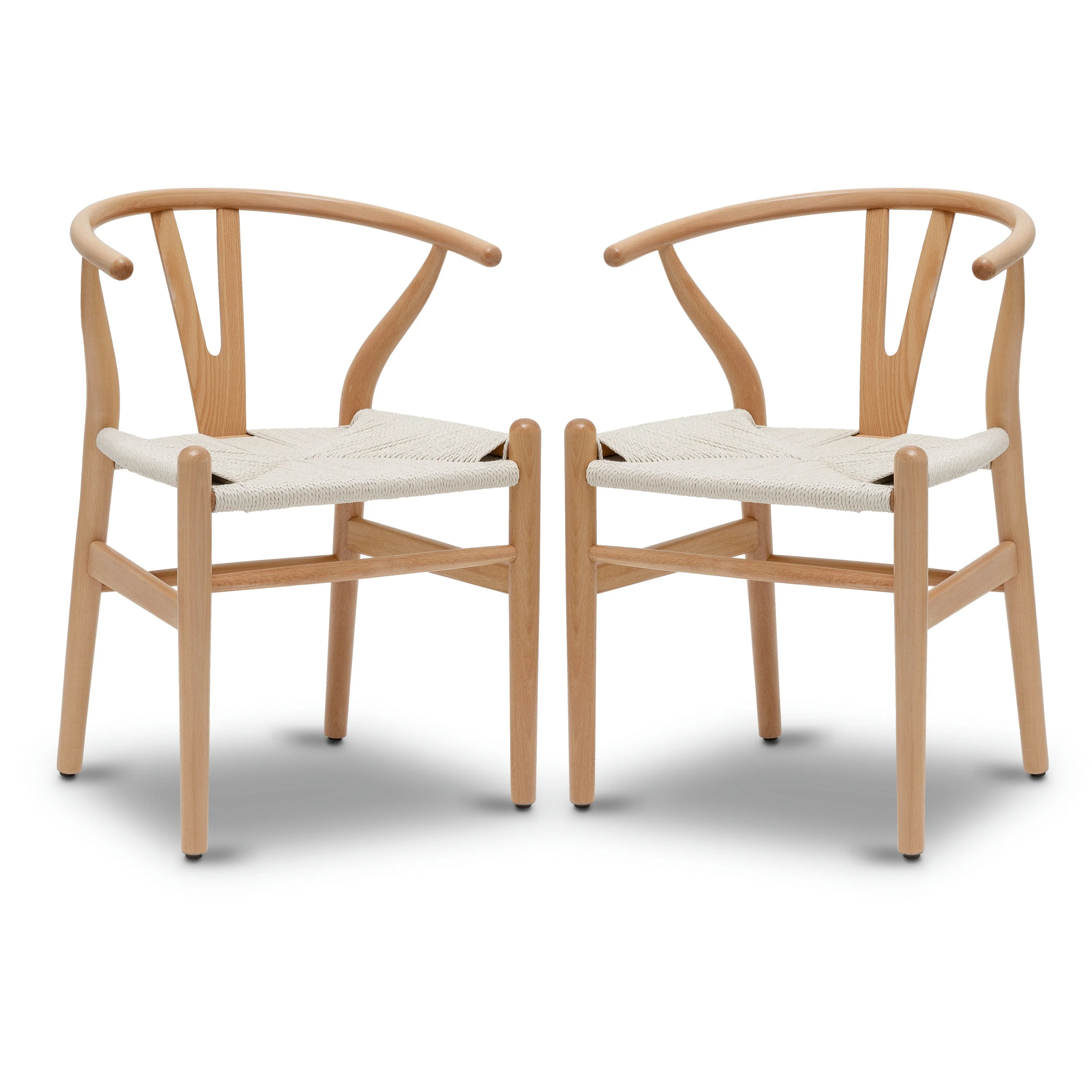 Poly & Bark Weave Chairs - Solid Wood Frame (Set of 2)