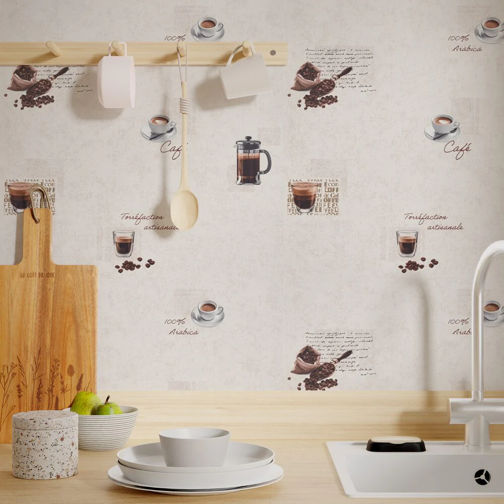 Papier peint intissé BARISTA coloris blanc cassé