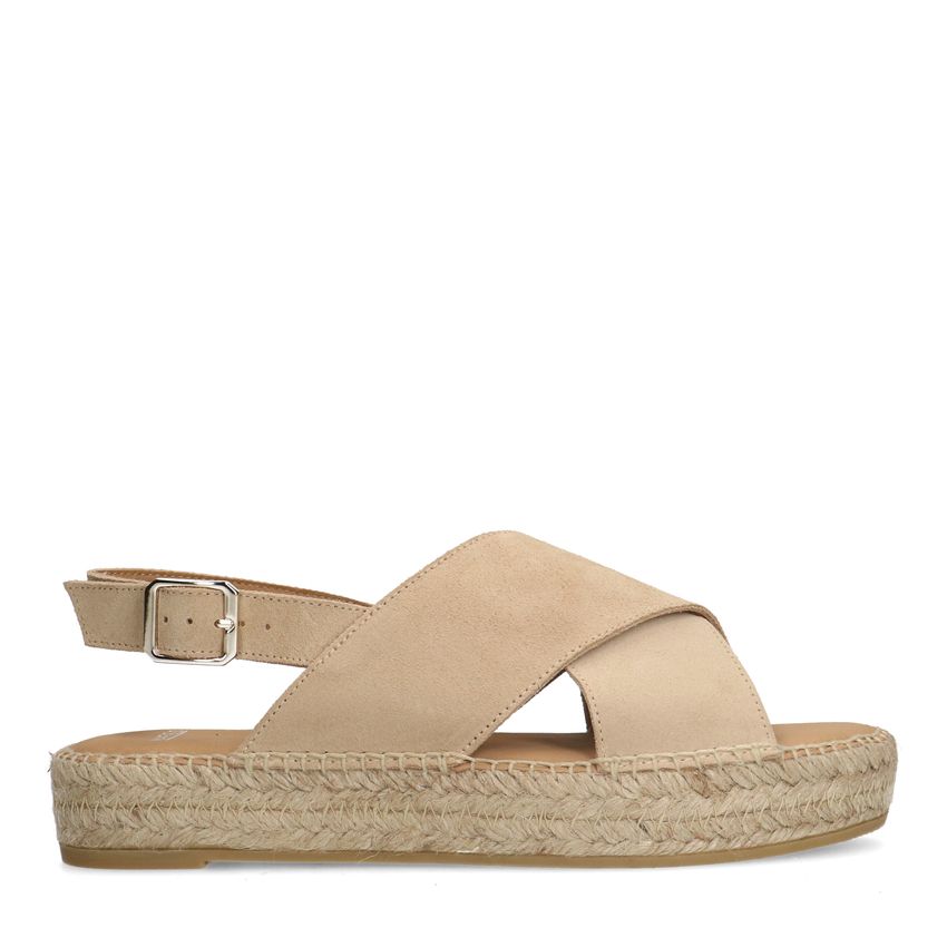 Manfield Beige suède sandalen met plateau