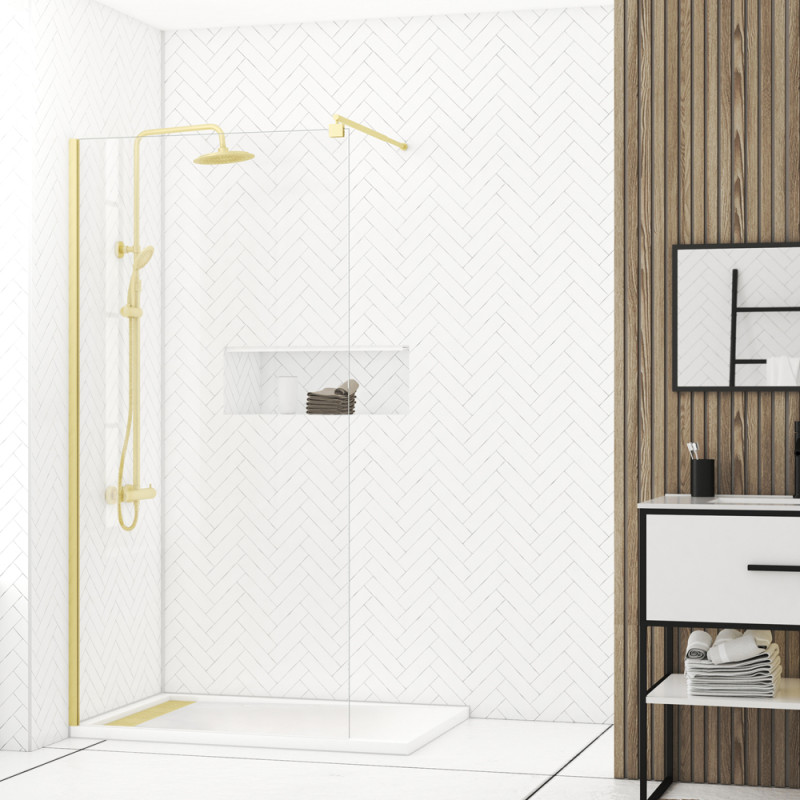 Paroi de douche Parma 2 transparente or 100 x 200 cm AURLANE