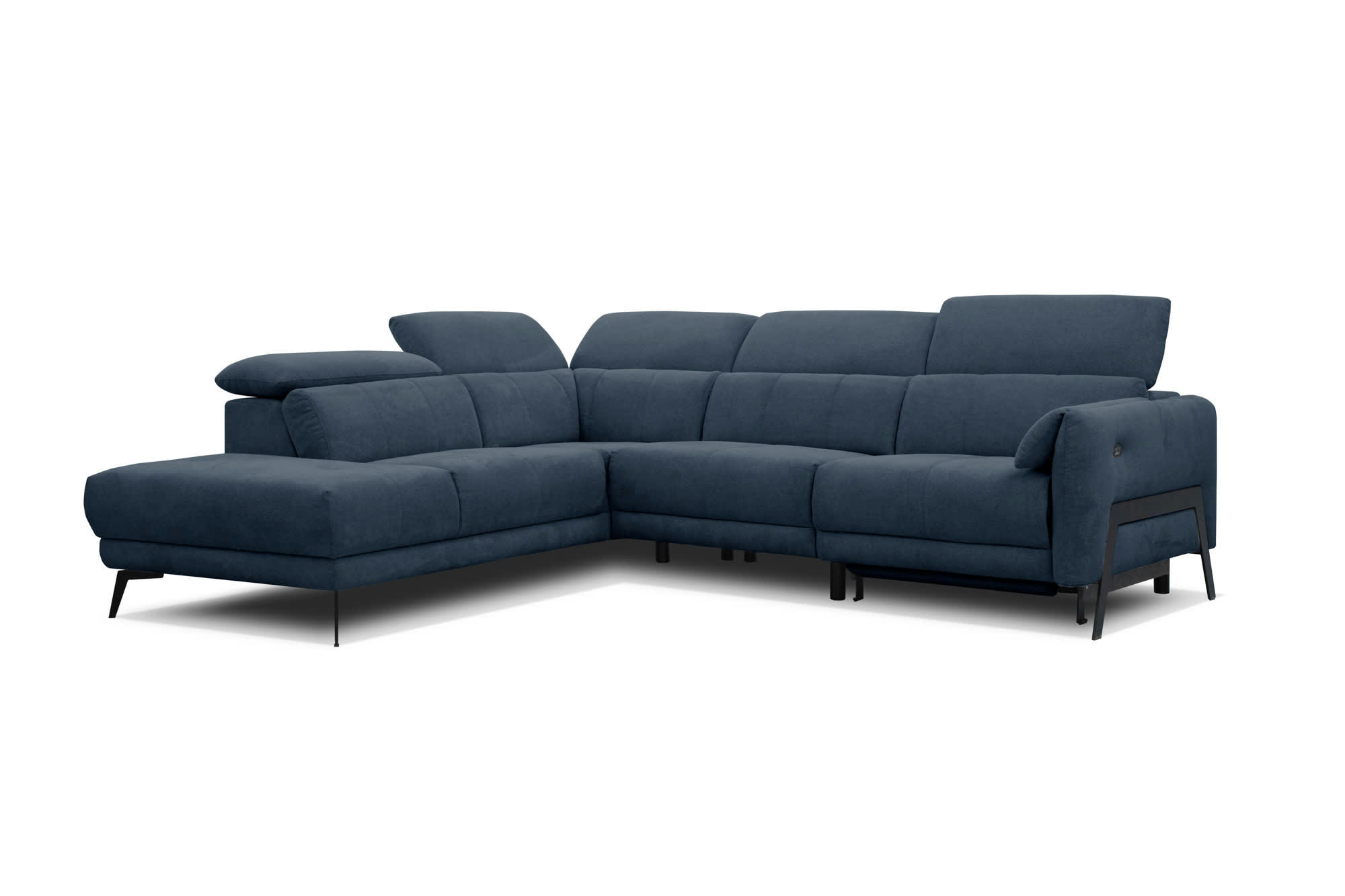 SCALA - Canapé d'angle gauche 5 places relax électrique Tissu Bleu - ocean