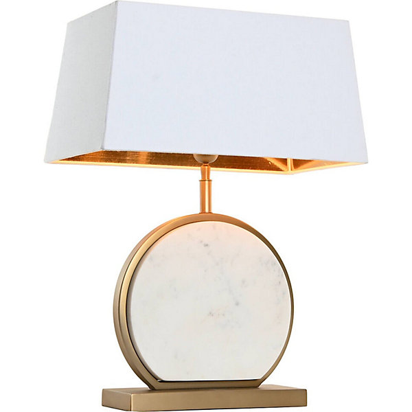 Lampe à poser dorée en acier et marbre blanc élégant 45 x 28 x 61 cm doré mat et marbre blanc