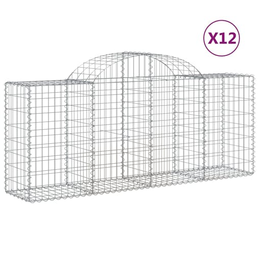 NNEVL Arched Gabion Baskets 12 pcs 200x50x80/100 cm Galvanised Iron