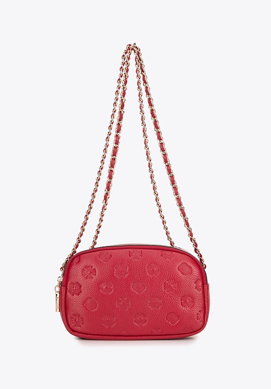 Damska crossbody ze skóry na łańcuszku malinowa