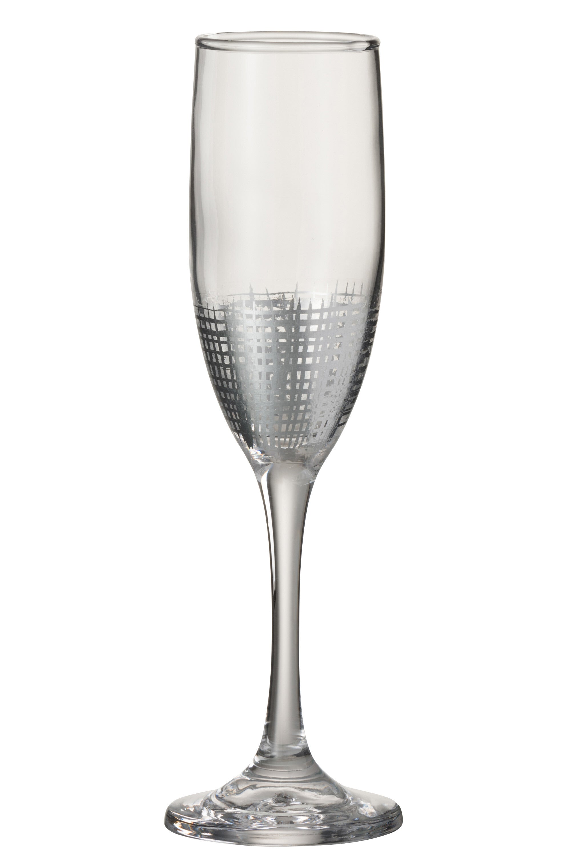J-Line glas champagne Raster - glas - zilver/transparant - 4 stuks