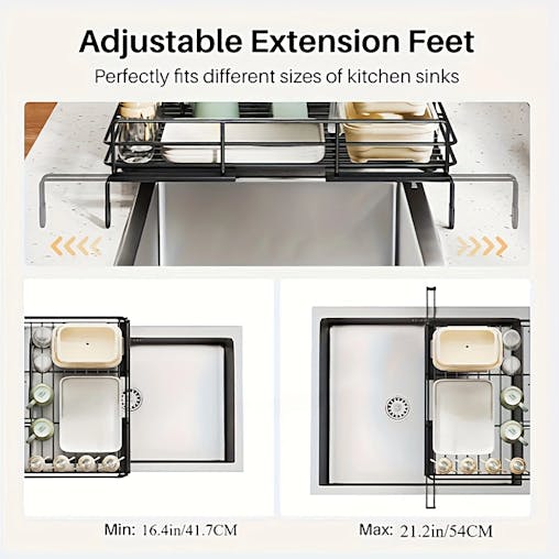 NNETM Dish Drying Expandable Rack with Cutlery Holder