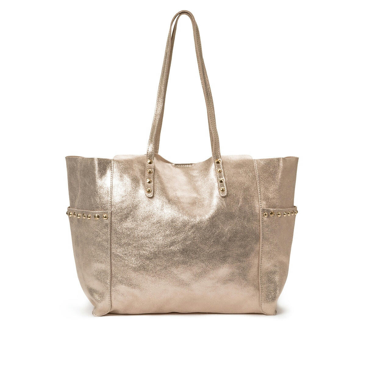 Cabas en cuir souple effet pailleté