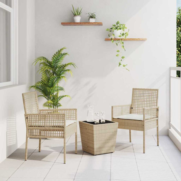 Zestaw Mebli Ogrodowych Bistro Stół Krzesła Rattan Poduszki Na Taras Balkon
