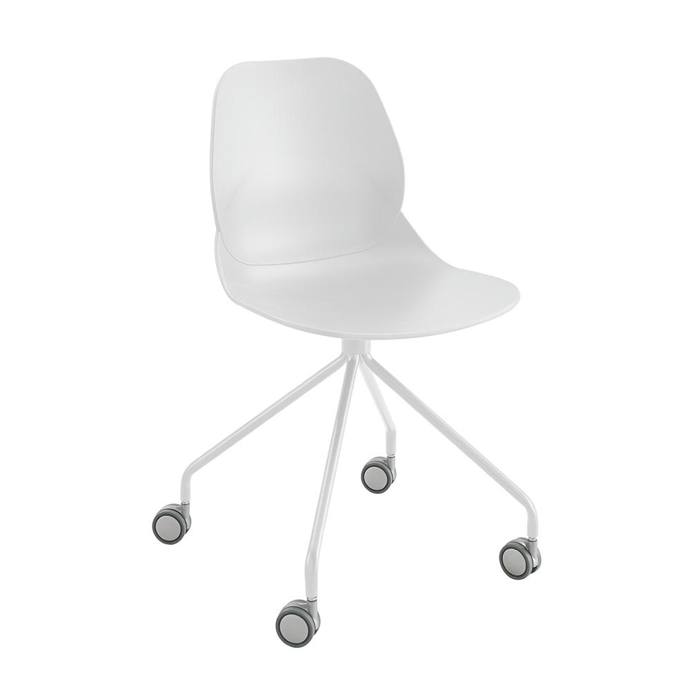 PEPS - Siège sur roulettes polypropylène et acier blanc