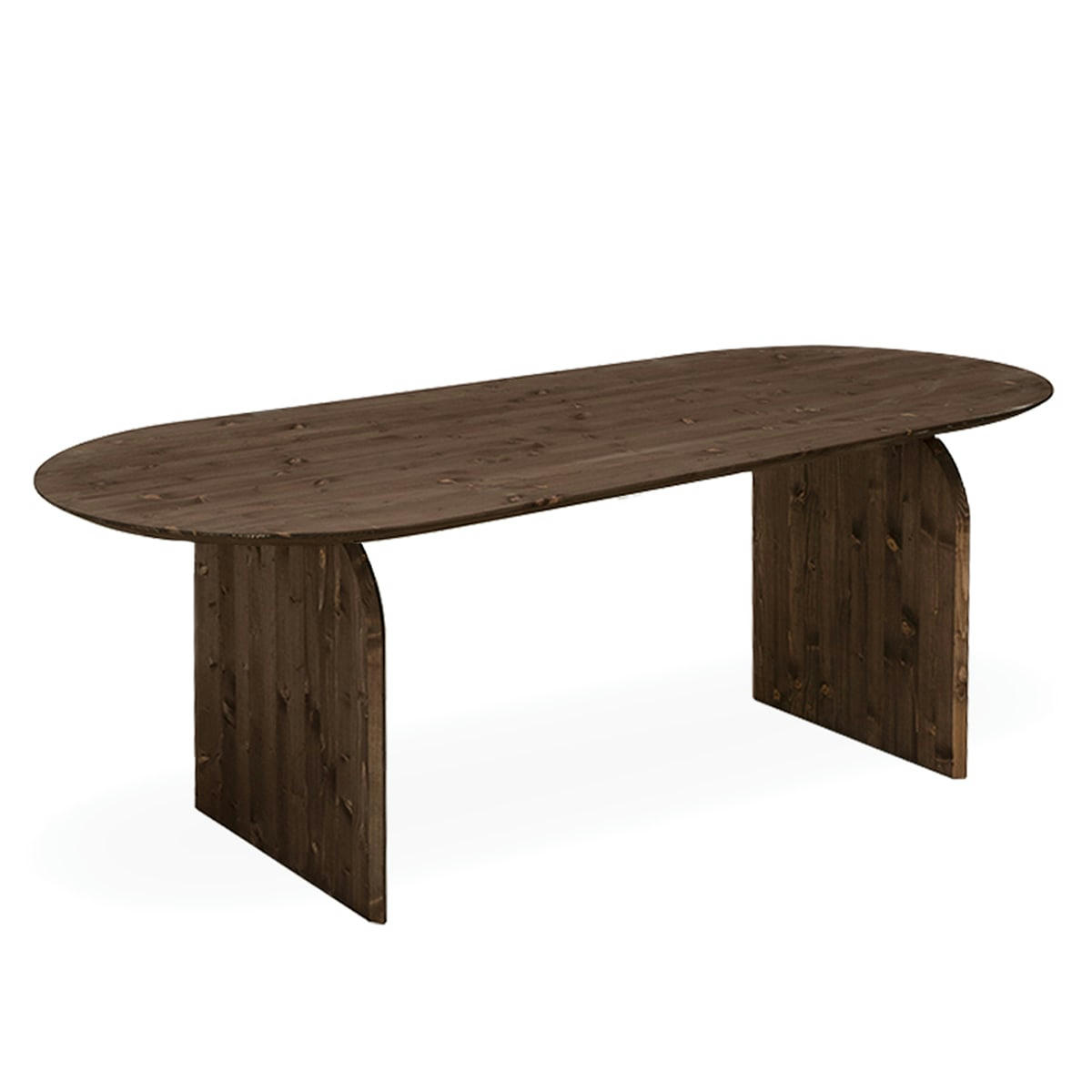 BLOOM - Table à manger ovale en bois de sapin marron foncé 180cm