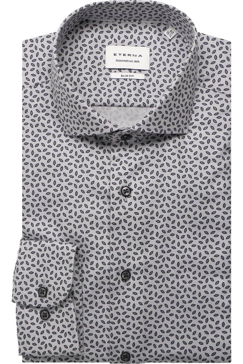 ETERNA Slim Fit Hemd silber, Bedruckt