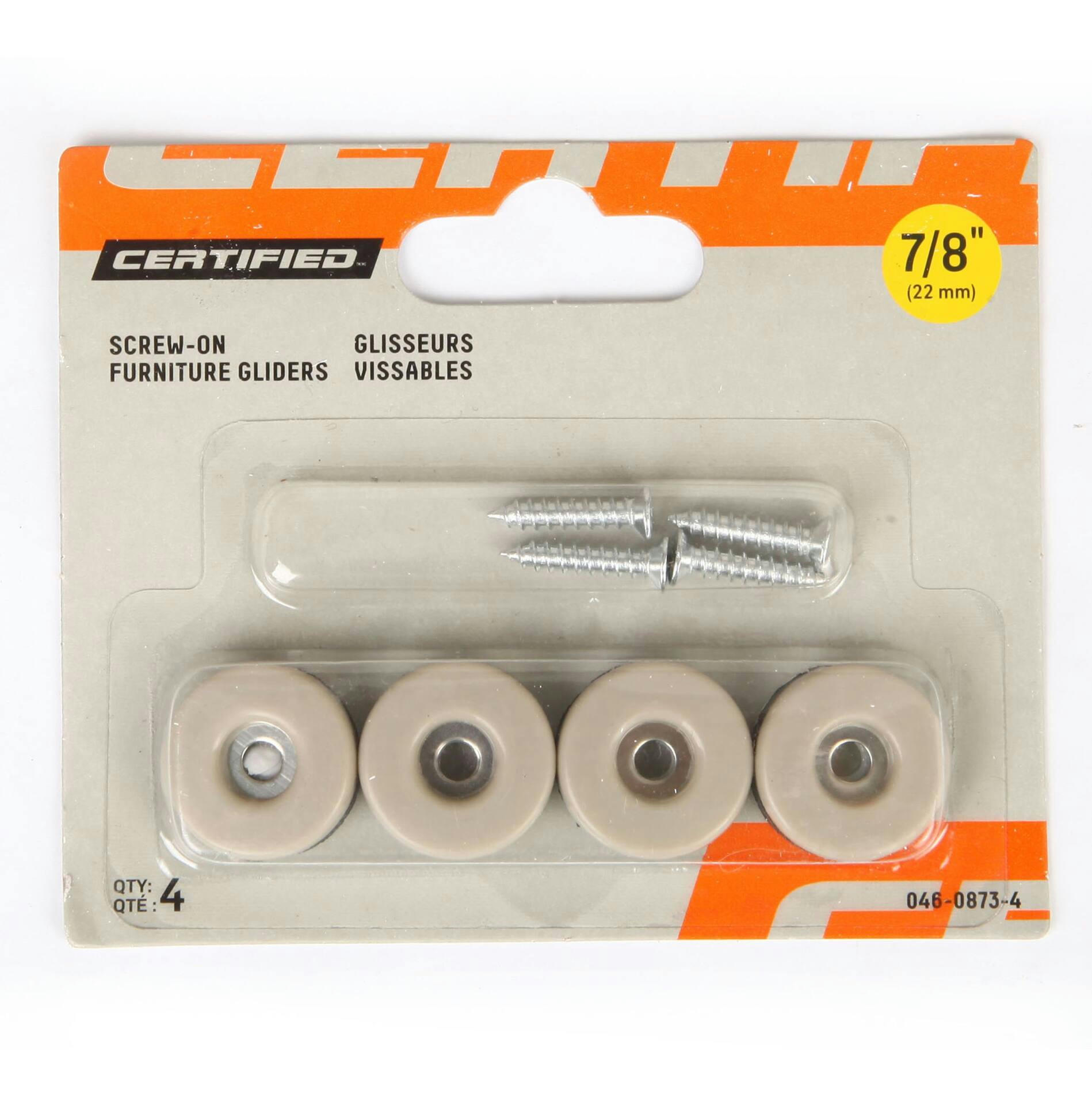 Screw-On Furniture Gliders, 7/8-in