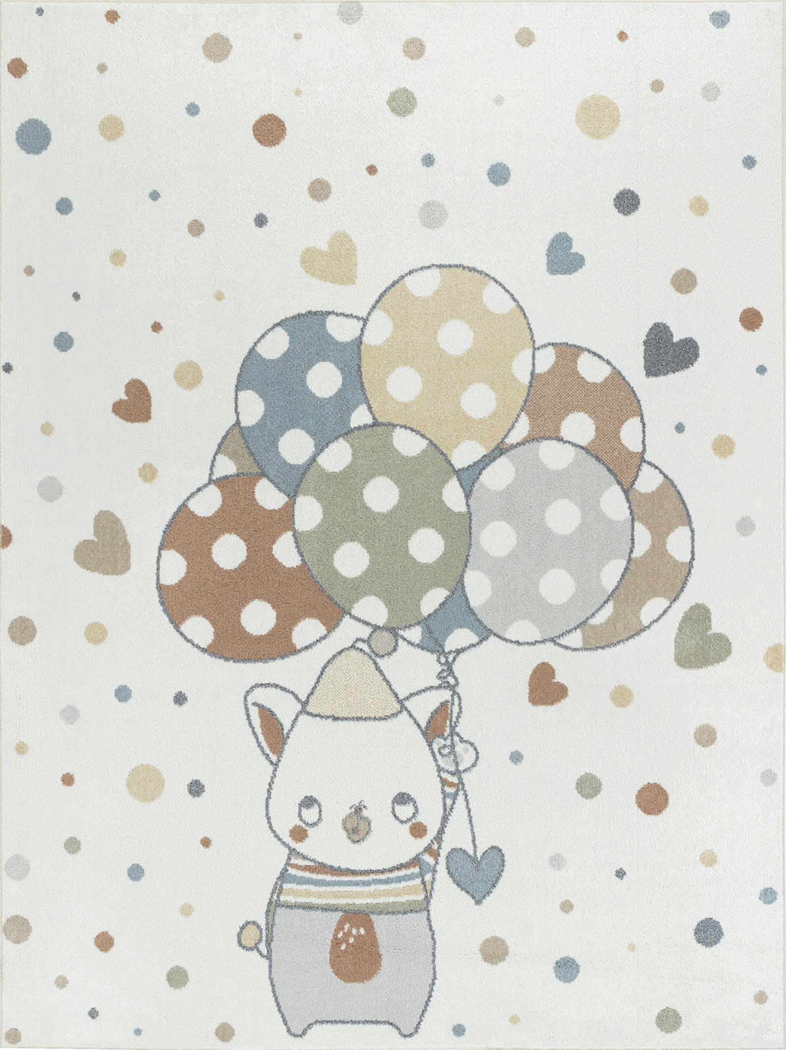 BALOON BUDDY - Tapis Enfant Lavable Ballons Multicolore/Beige 160x213
