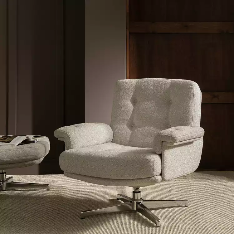 Habitat Dawson Fabric Swivel Chair - Natural
